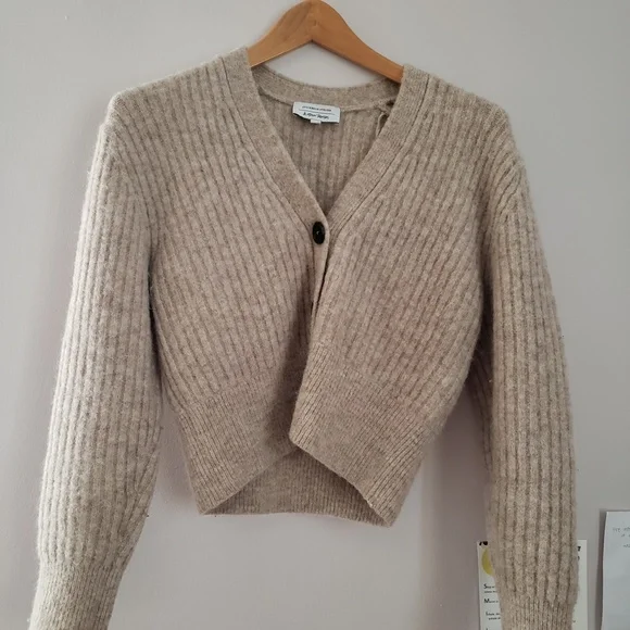 SOLD & Other Stories alpaca wool blend cardigan in oatmeal (S) - Picture 3 of 7